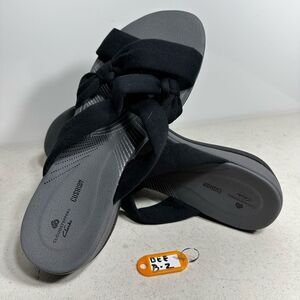 Clarks Cloud Steppers Black Arla Dristi Jersey Slide Sandals 11M